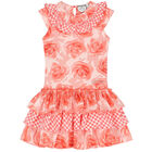 Girls Coral Roses Dress, 1, hi-res