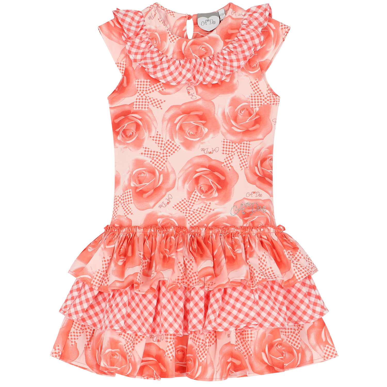 Girls Coral Roses Dress, 1, hi-res image number null