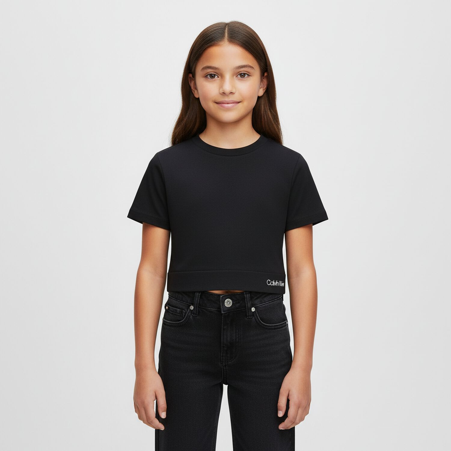 Girls Black Logo T-Shirt, 1, hi-res image number null