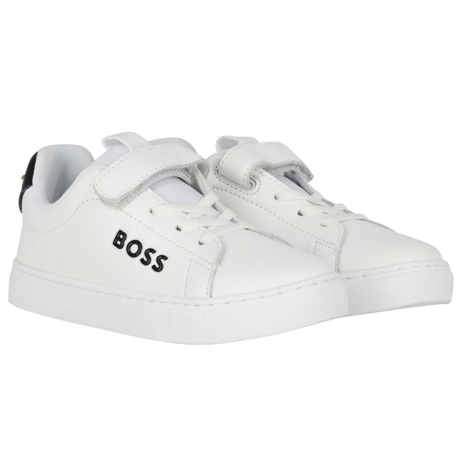 Boys White Logo Trainers, 2, hi-res