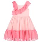 Girls Pink Chiffon Dress, 1, hi-res