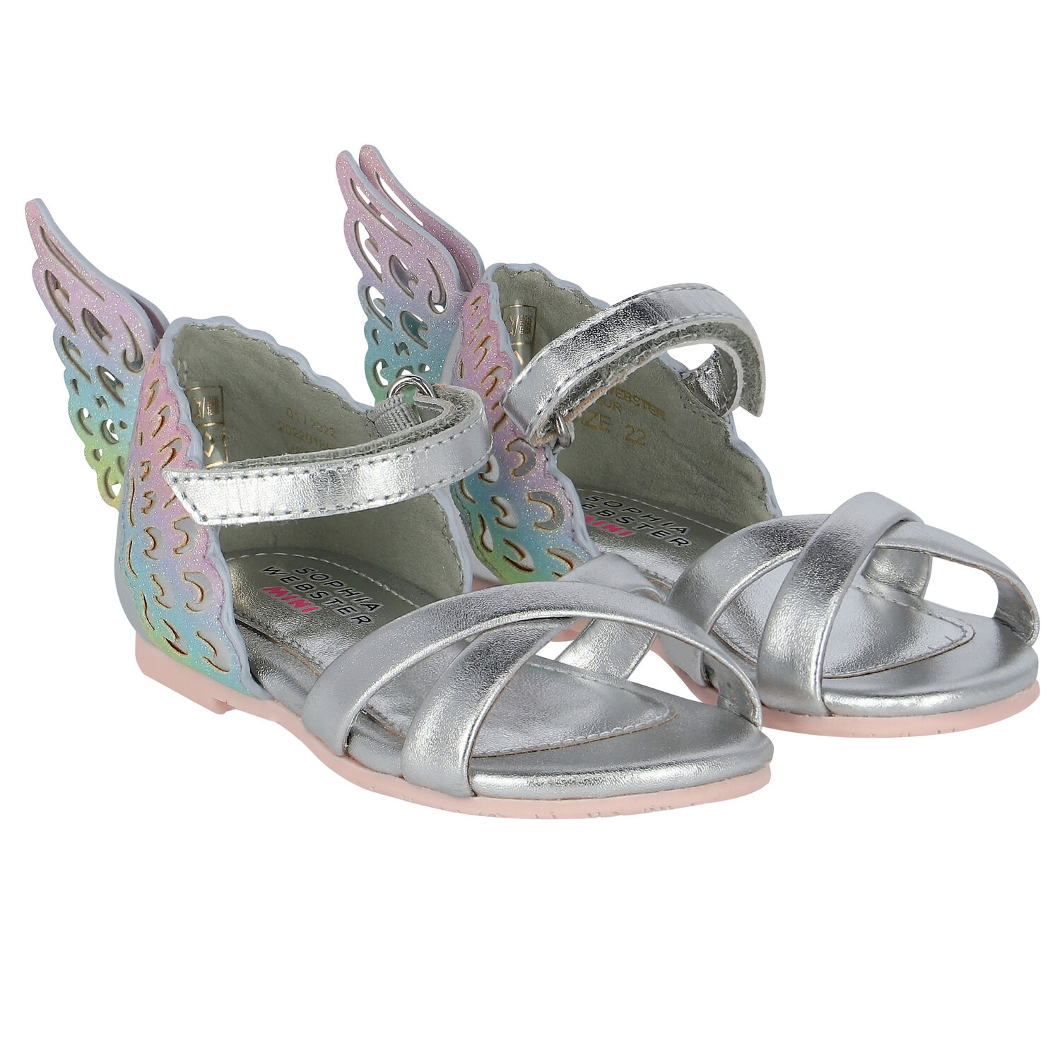 Younger Girls Silver Butterfly Sandals, 1, hi-res image number null