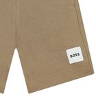 Boys Beige Logo Shorts, 3, hi-res