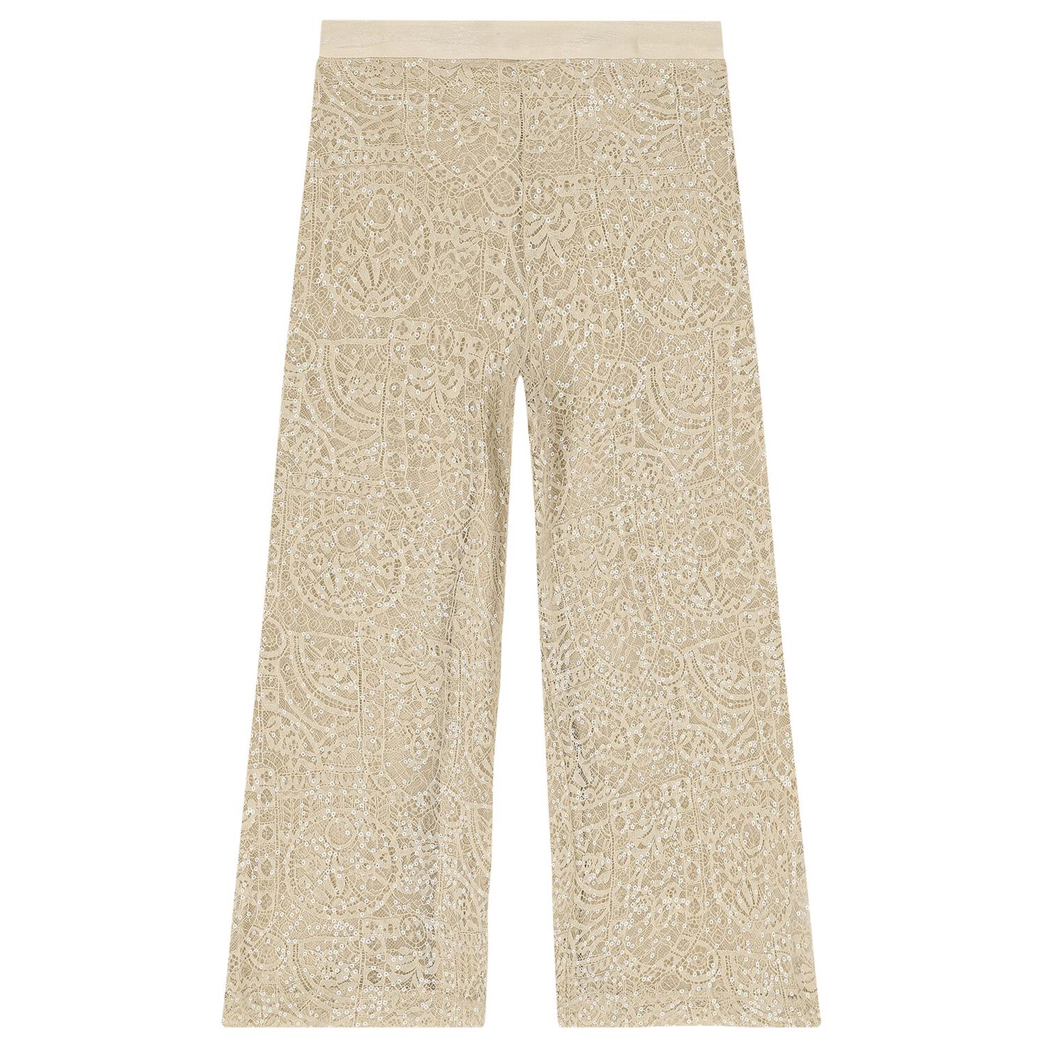 Girls Beige Embellished Trouser Set, 1, hi-res