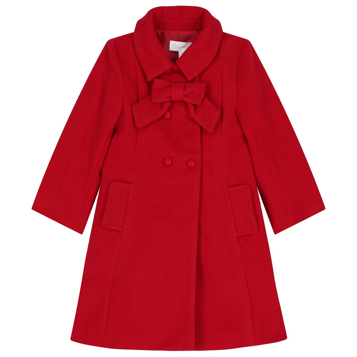 Girls Red Bow Coat , 1, hi-res
