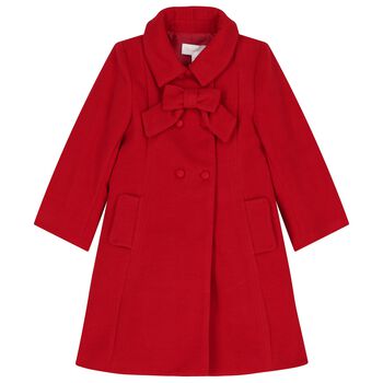 Girls Red Bow Coat 
