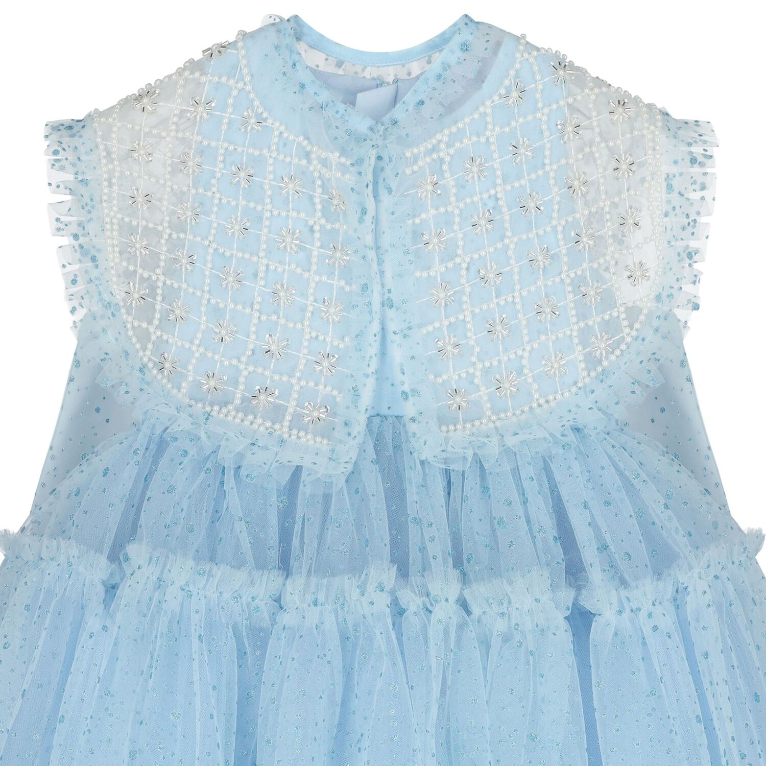 Girls Blue Embellished Tulle Dress, 1, hi-res