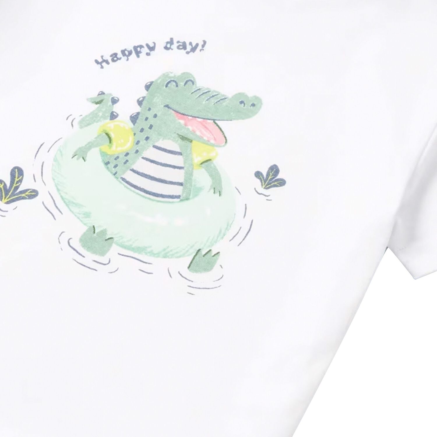Younger Boys White & Aqua Crocodile Swim Shorts Set, 1, hi-res image number null