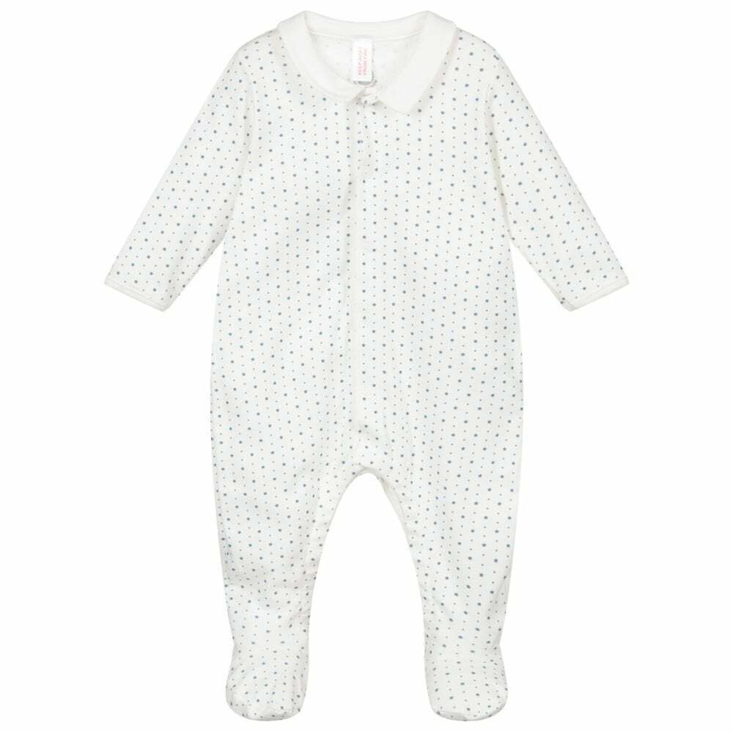 Baby Boys White & Blue Star Babygrow, 1, hi-res