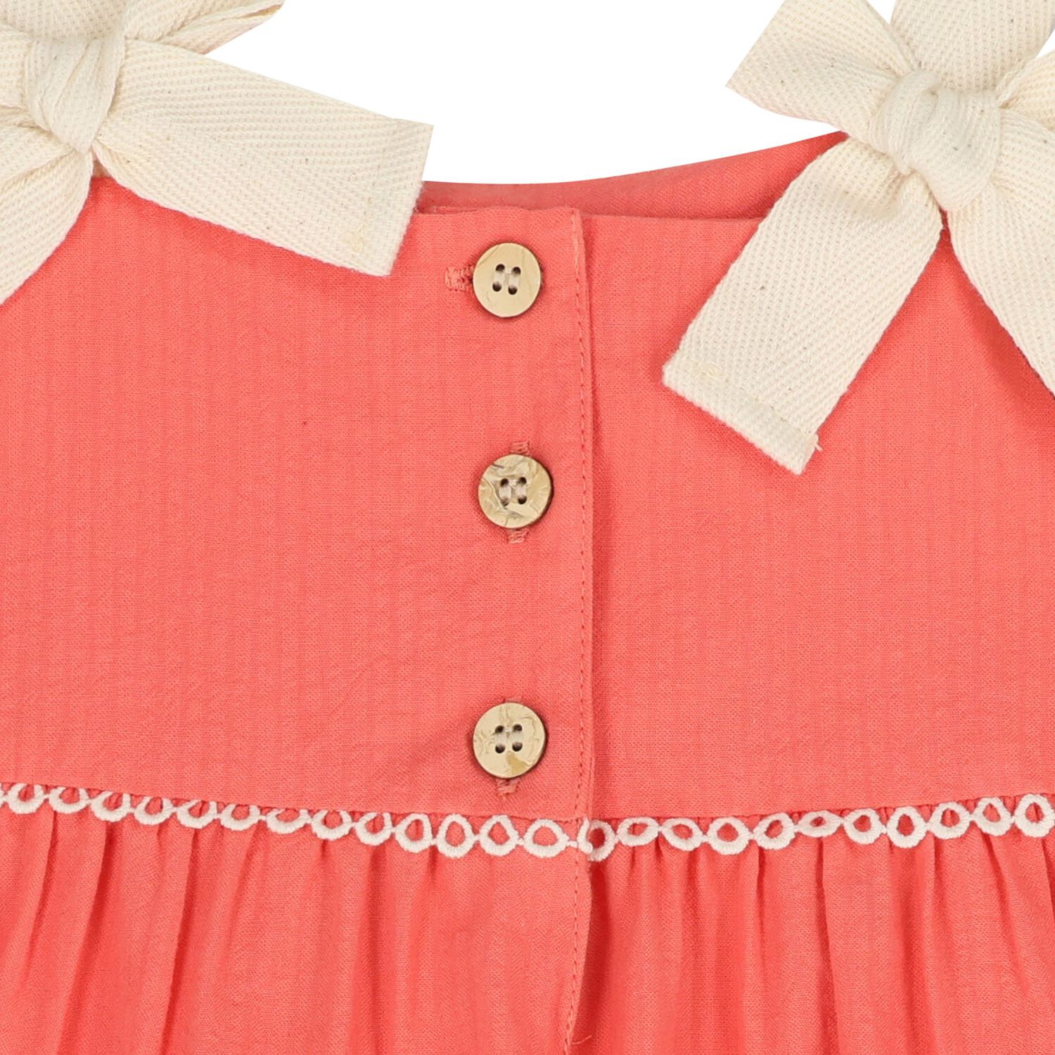 Younger Girls Coral Bow Dress, 1, hi-res
