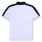 Boys White & Blue Logo Polo Shirt, 1, hi-res