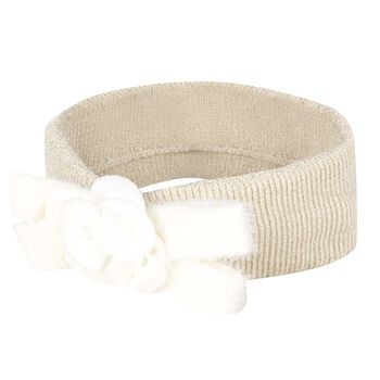 Baby Girls Ivory Flower & Bow Headband