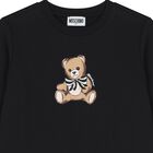 Girls Black Teddy Bear Logo Dress, 3, hi-res