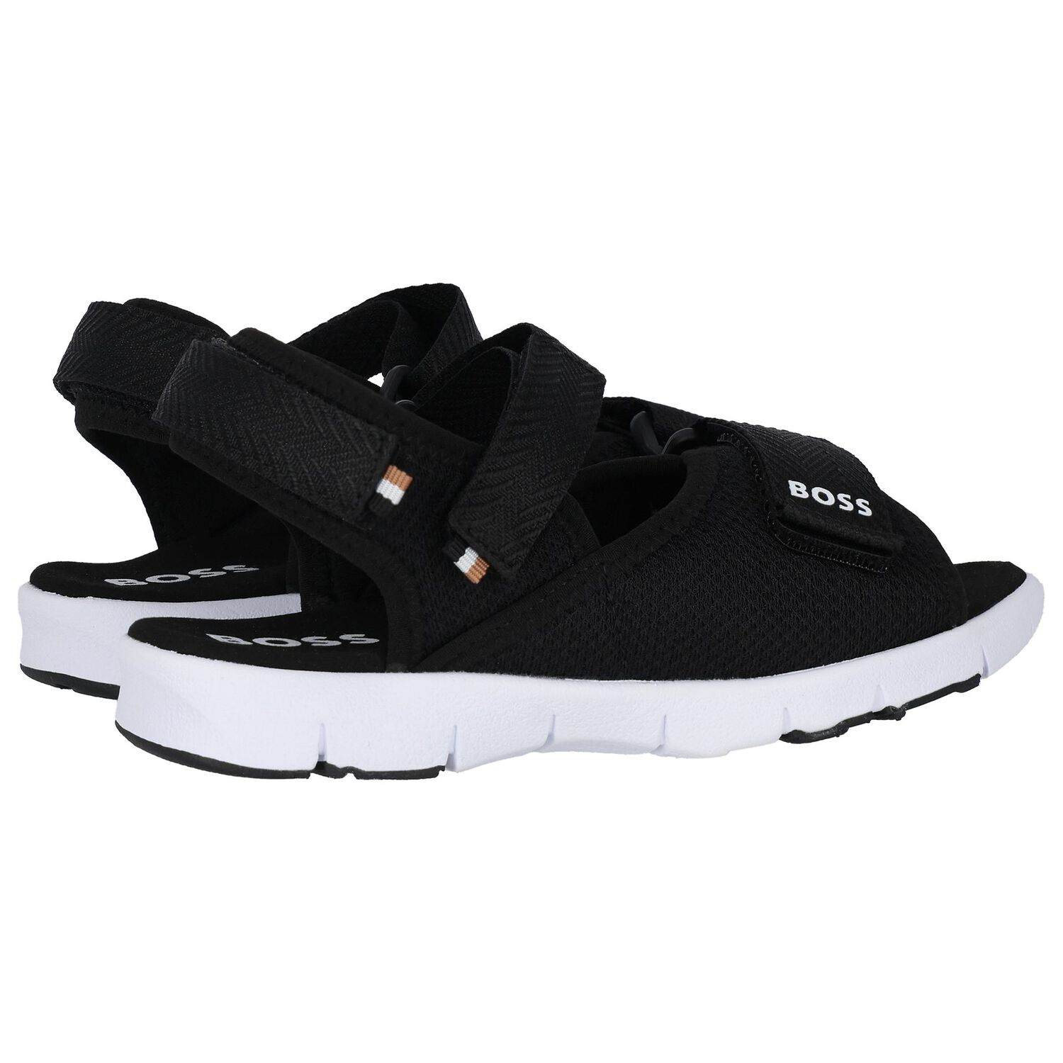 Boys Black Logo Sandals, 1, hi-res image number null