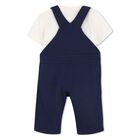 Baby Boys Ivory & Navy Blue Dungaree Set, 1, hi-res