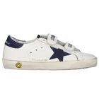 Ivory & Navy Blue Logo Trainers, 1, hi-res
