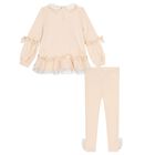 Girls Beige Fairy Tale Castle Leggings Set, 1, hi-res