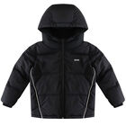 Boys Black Logo Hooded Top, 1, hi-res