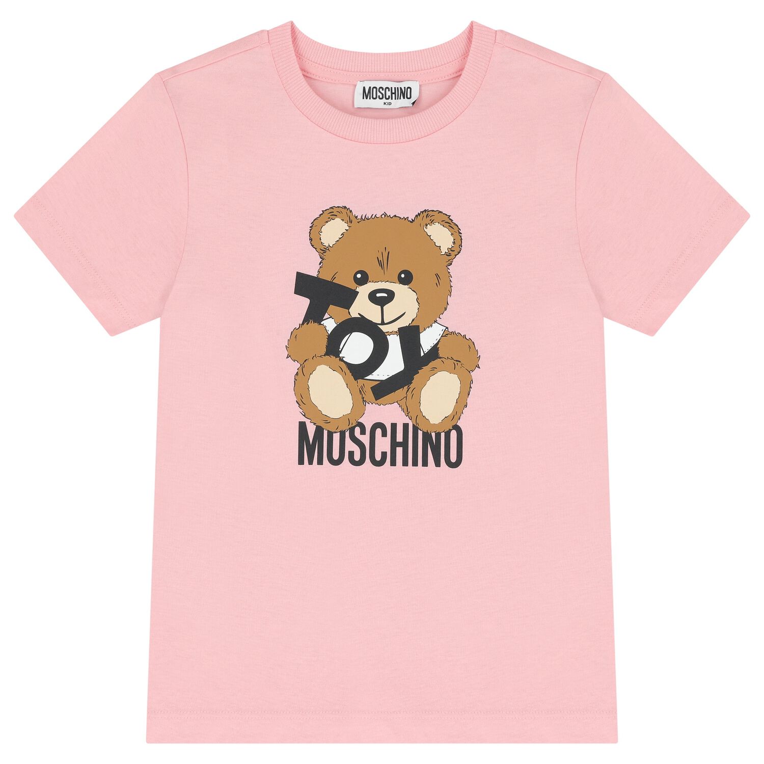 Girls Pink Teddy Bear Logo T-Shirt, 4, hi-res