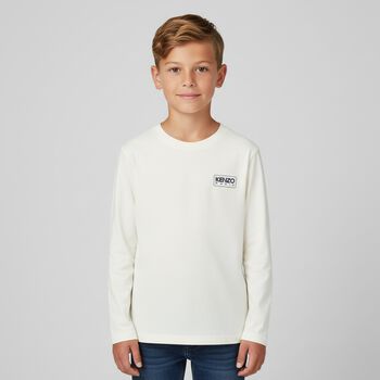 White Logo Long Sleeve Top