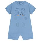 Baby Boys Blue Bunny Romper, 1, hi-res