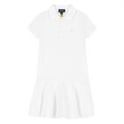 Girls White Logo Polo Dress, 2, hi-res