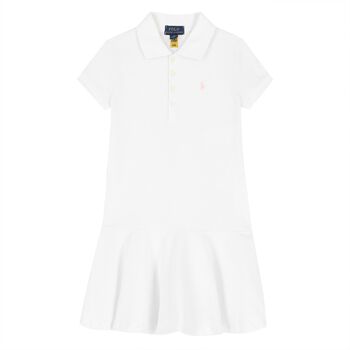 Girls White Logo Polo Dress