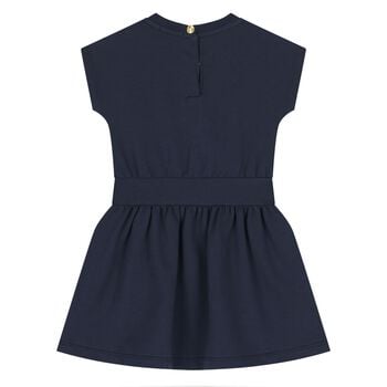 Younger Girls Navy Blue Logo Dress