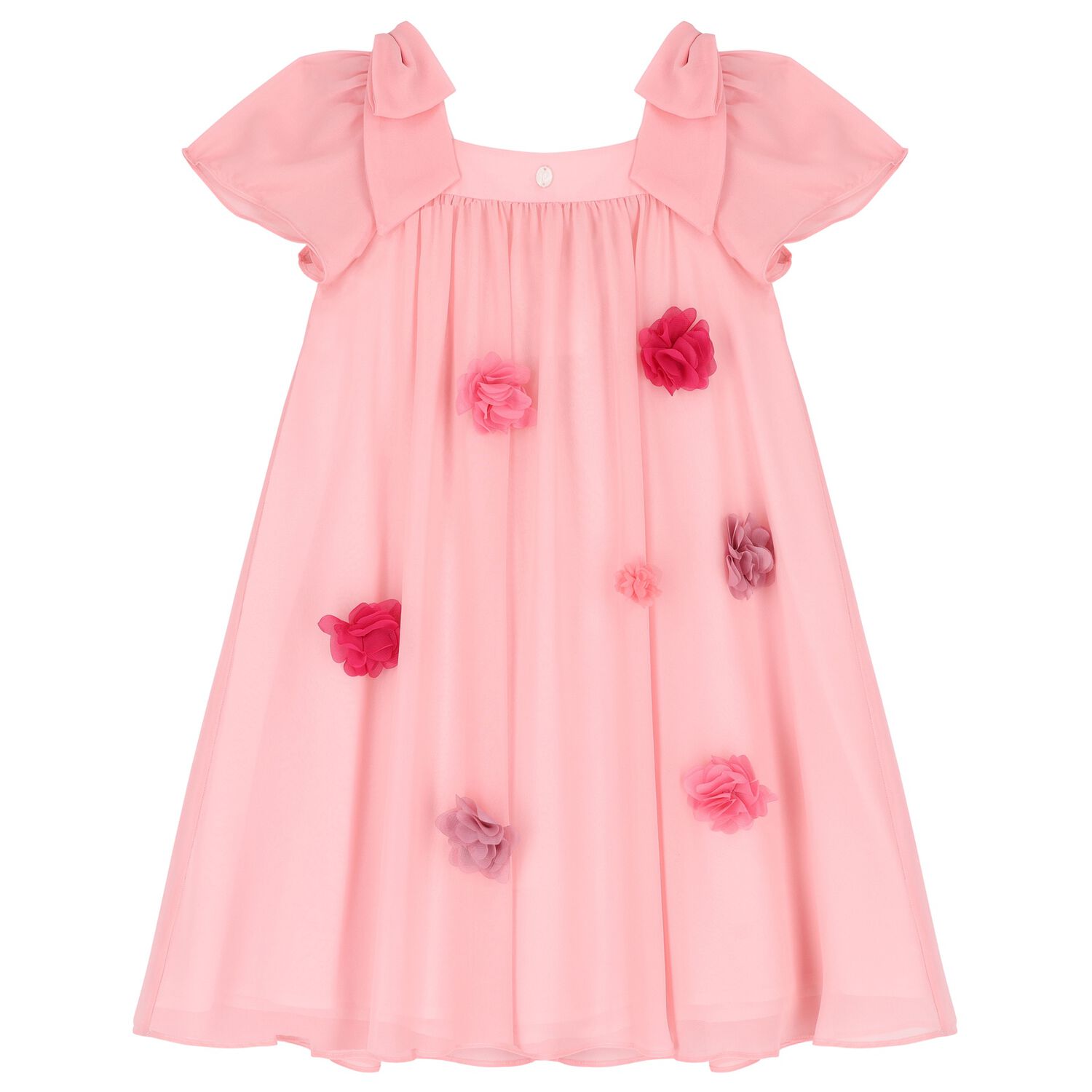 Girls Pink Chiffon Floral Dress, 1, hi-res