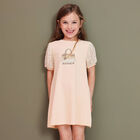 Younger Girls Pale Orange Bag Print Dress, 2, hi-res