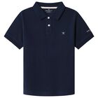 Boys Navy Blue Logo Polo Shirt, 1, hi-res