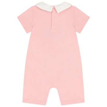 Baby Girls Pink Teddy Bear Logo Romper