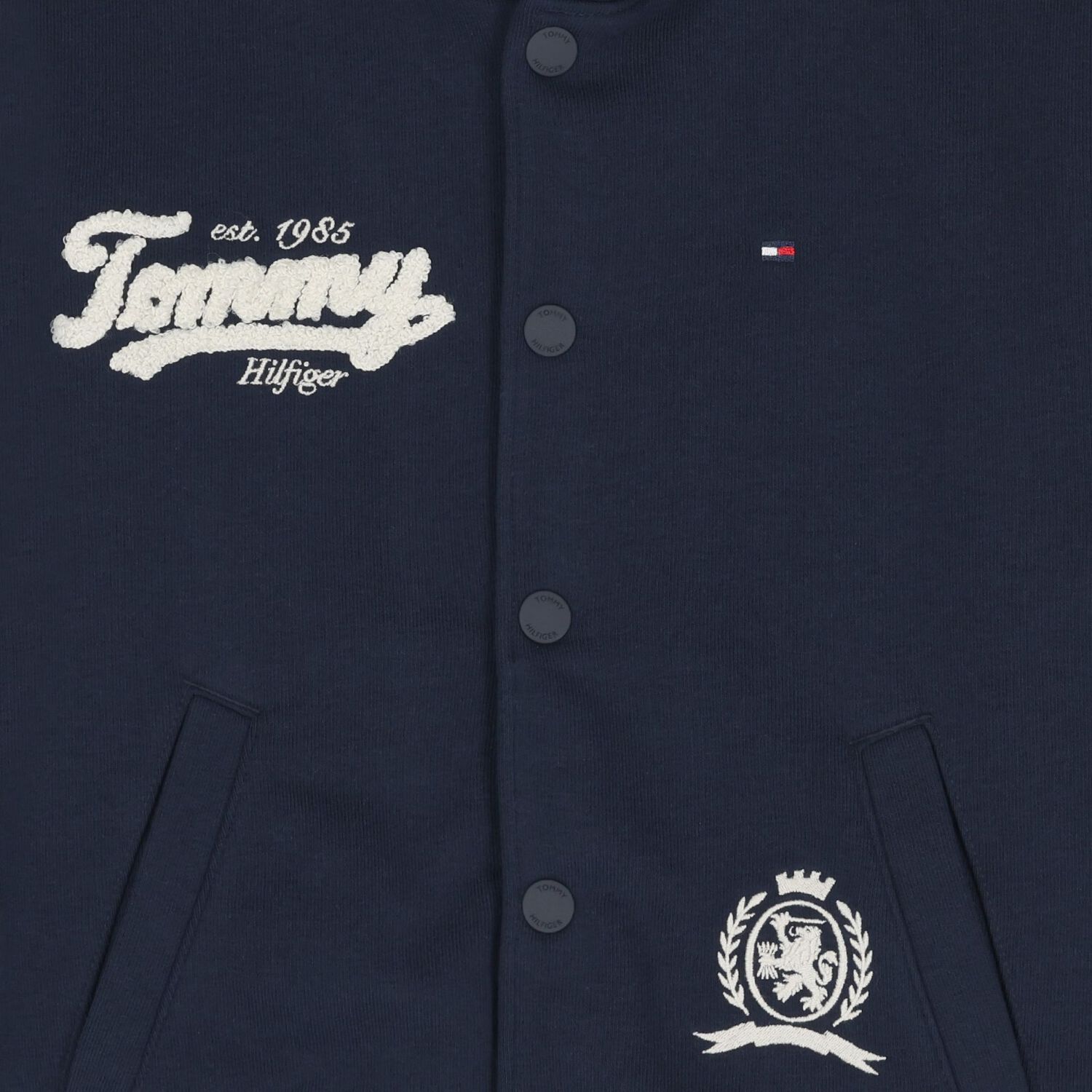 Boys Navy Blue Logo Hooded Top, 1, hi-res image number null