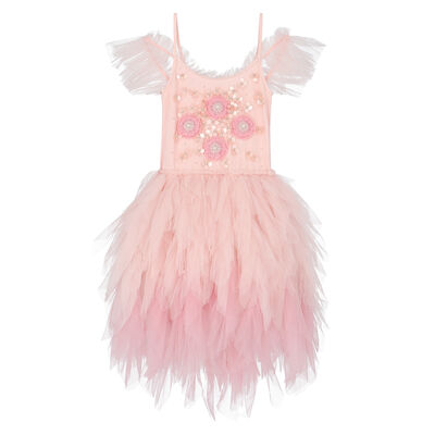 Girls Pink Tulle Embellished Dress