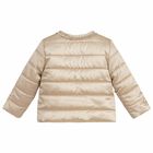 Younger Girls Gold Puffer Jacket, 1, hi-res