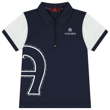 Boys Navy Blue Logo Polo Shirt
