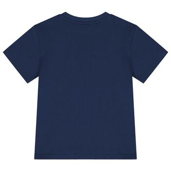 Boys Navy Cotton Logo T-Shirt