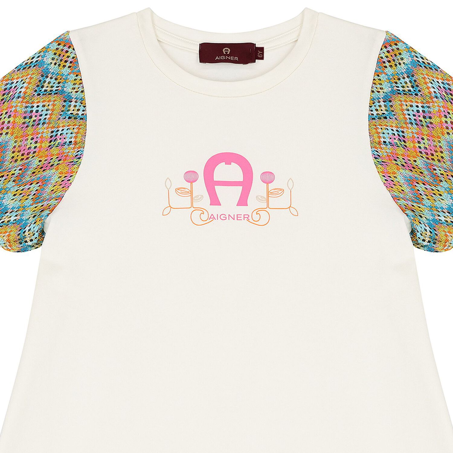 Girls Ivory Logo Dress, 1, hi-res