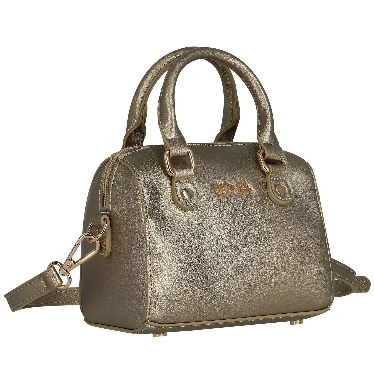 Girls Gold Faux Leather Handbag, 1, hi-res image number null