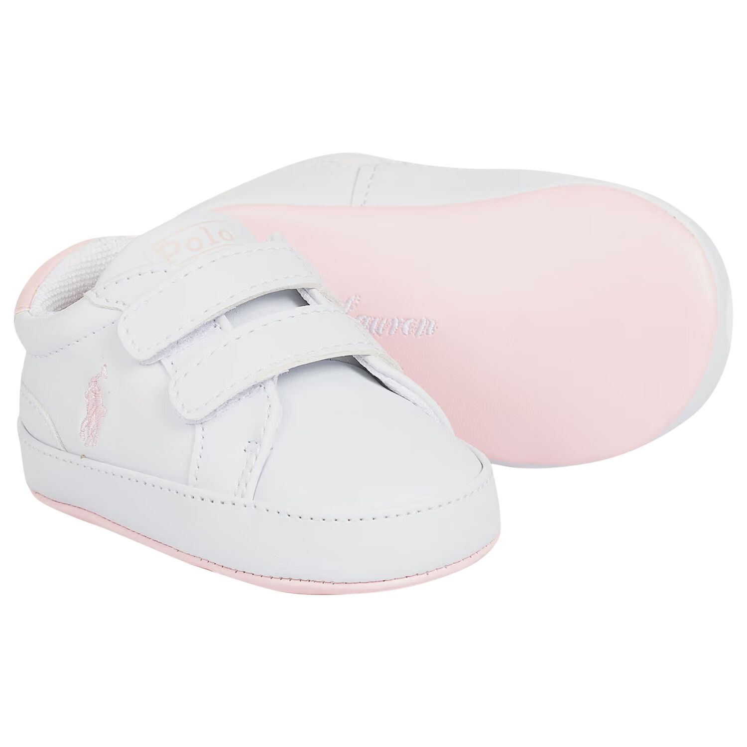 Baby Girls White Logo Trainers, 1, hi-res
