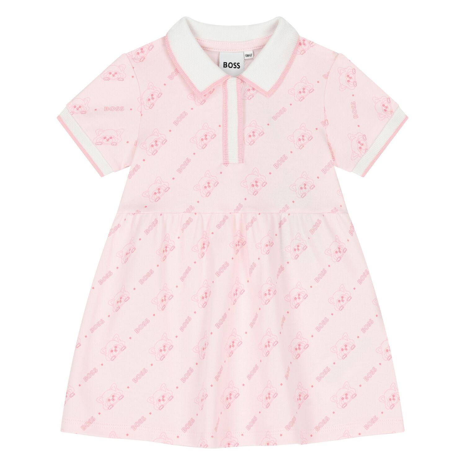 Younger Girls Pink Logo Dress , 1, hi-res