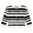 Boys Ivory & Black Logo Striped Sweatshirt, 1, hi-res