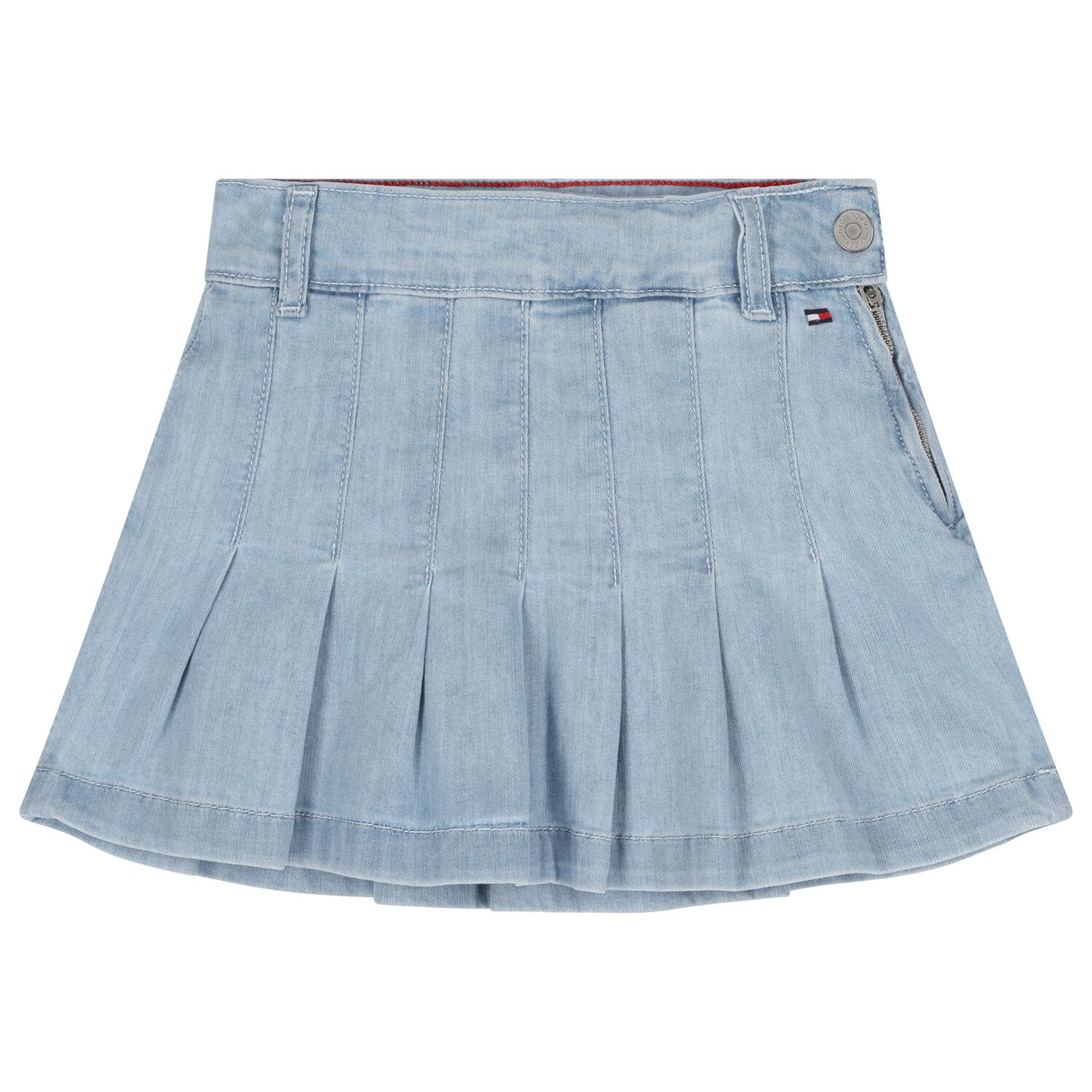 Girls Denim Blue Pleated Skirt, 1, hi-res image number null