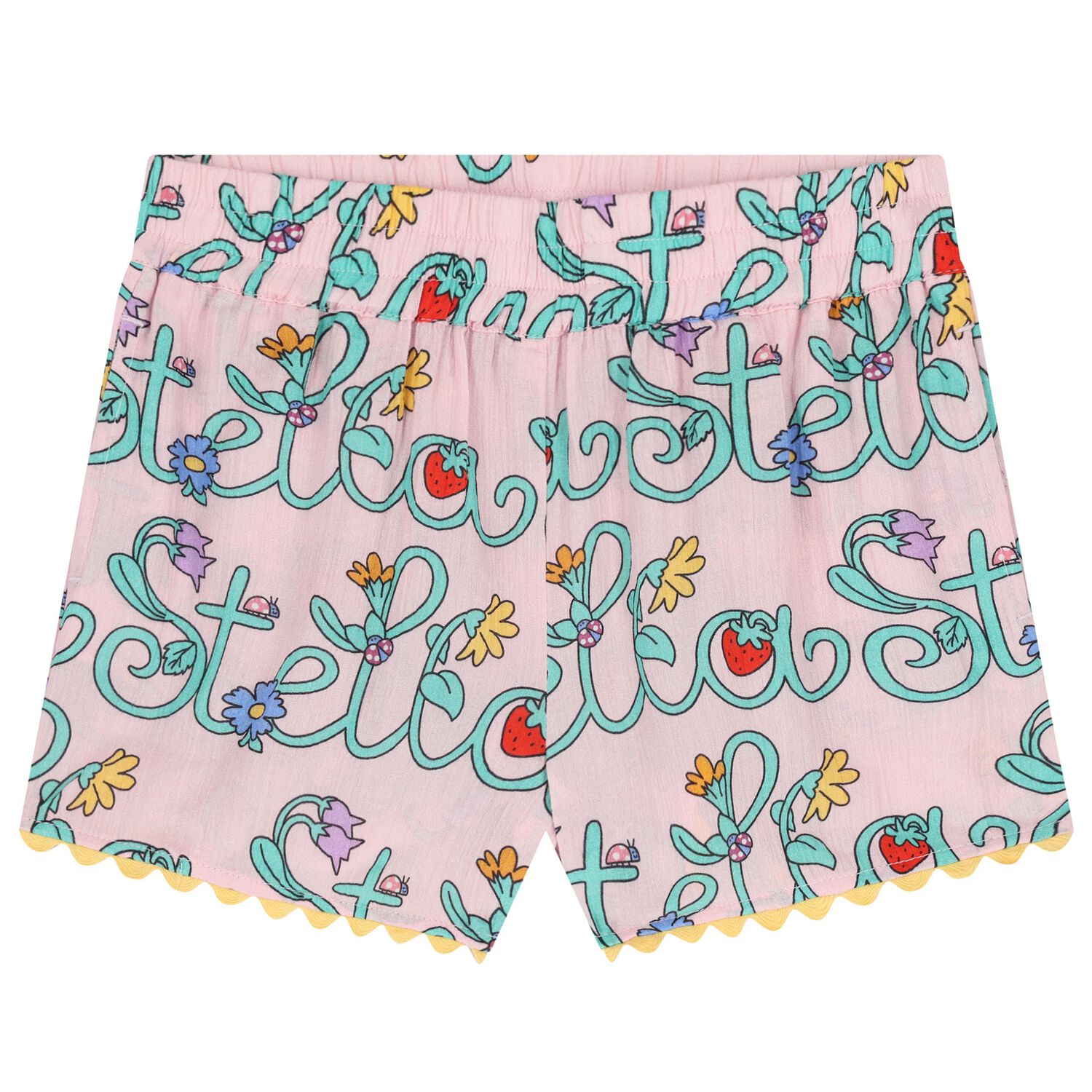 Girls Pink Logo Floral Shorts, 1, hi-res