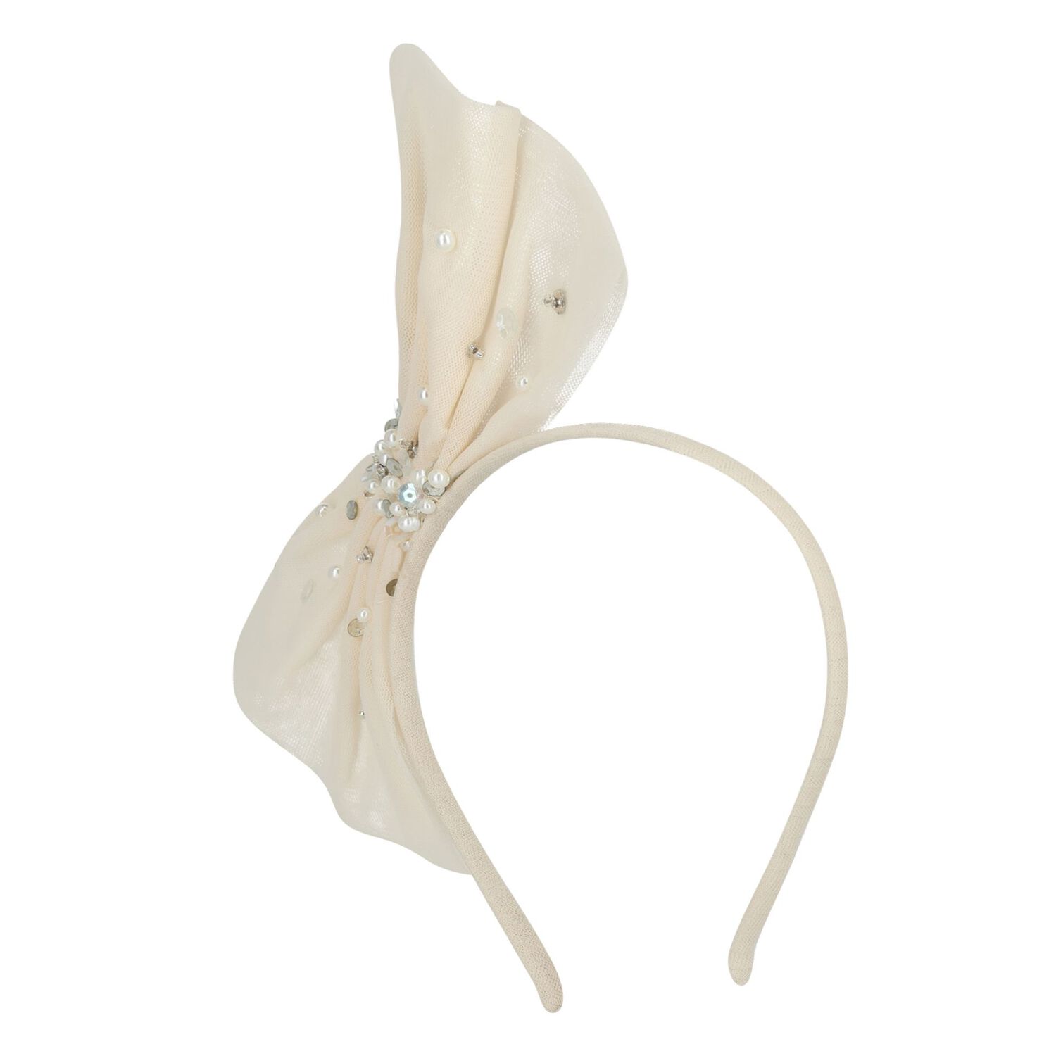 Girls Ivory Tulle Headband, 2, hi-res image number null