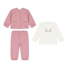 Baby Girls Pink & Ivory Bunny Tracksuit Set ( 3 Piece ), 1, hi-res