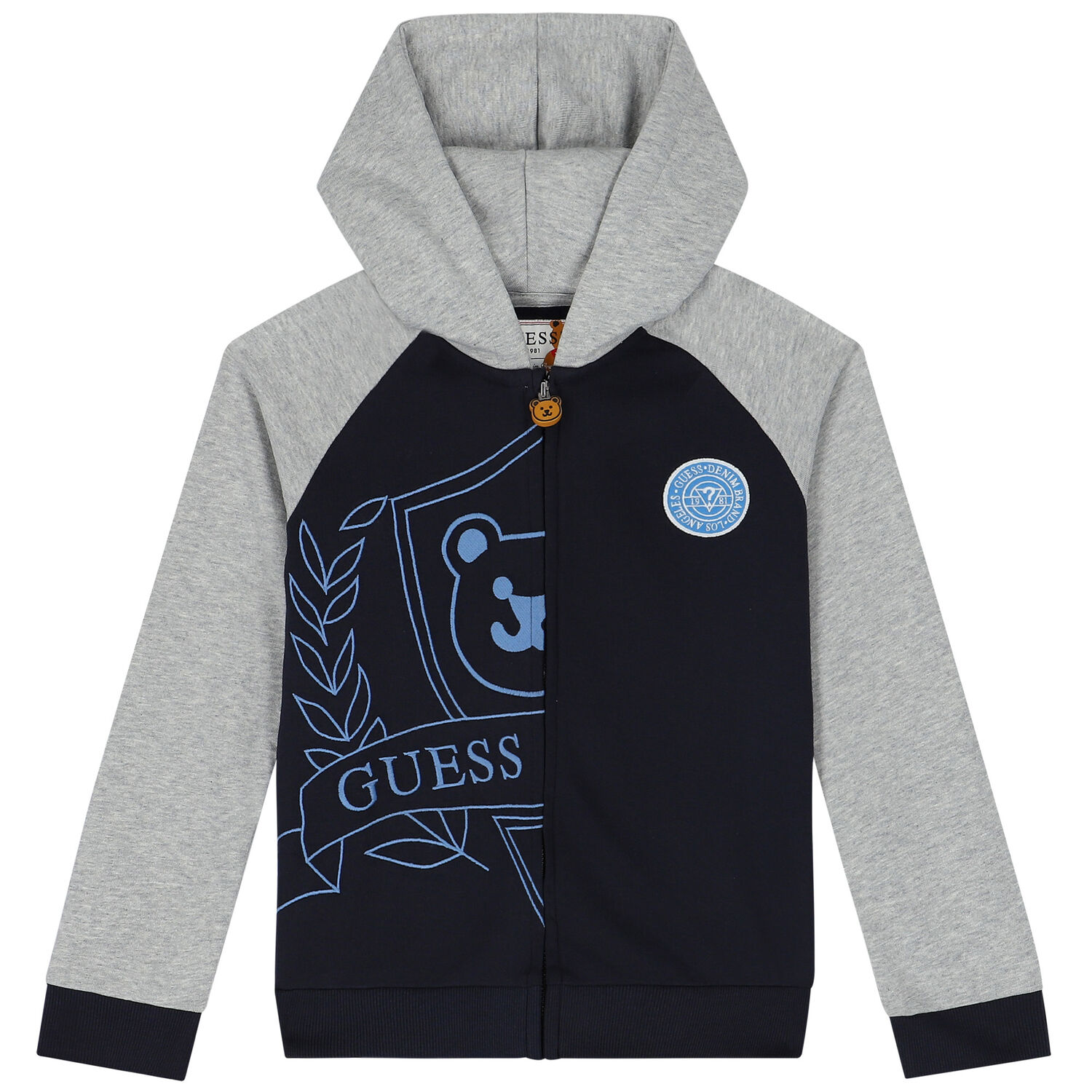 Boys Navy Blue & Grey Logo Tracksuit, 1, hi-res