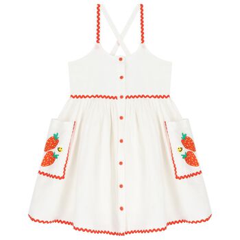 Girls Ivory Strawberry Dress