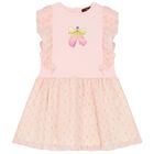 Girls Pink Bow Logo Dress, 2, hi-res