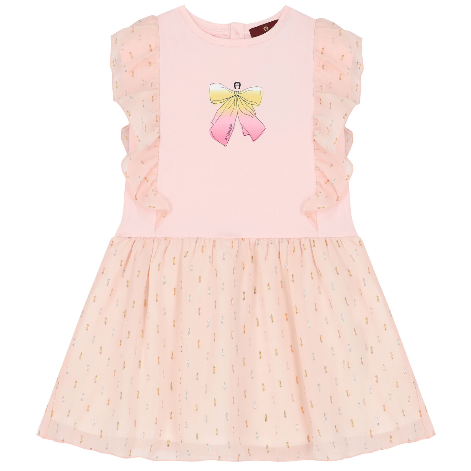 Girls Pink Bow Logo Dress, 2, hi-res image number null